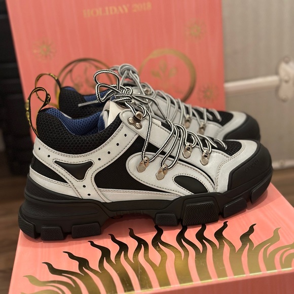 GUCCI X SEGA Mesh Technical Canvas Calfskin Reflective Mens Flashtrek Sneakers - Picture 11 of 15